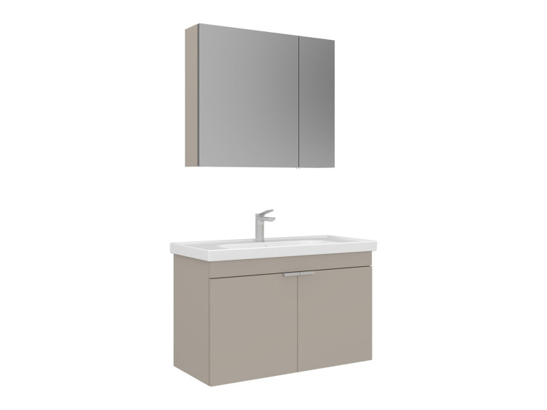 Wastafelmeubel met spiegel (2-delig) "Desna 90" - 90 x 45 x 58 cm - Zandkleur