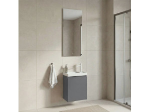 Wastafelmeubel met spiegel (2-delig) "Ferla 40" - 40 x 22 x 50 cm - Matgrijs 2