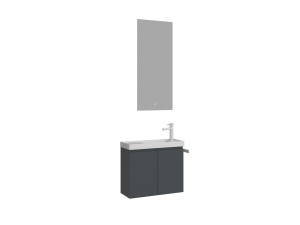 Wastafelmeubel met spiegel (2-delig) "Ferla 60" - 60 x 22 x 50 cm - Mat antraciet