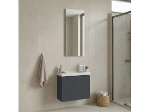 Wastafelmeubel met spiegel (2-delig) "Ferla 60" - 60 x 22 x 50 cm - Mat antraciet 2