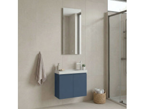 Wastafelmeubel met spiegel (2-delig) "Ferla 60" - 60 x 22 x 50 cm - Matte Blue 2