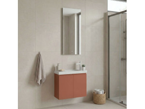 Wastafelmeubel met spiegel (2-delig) "Ferla 60" - 60 x 22 x 50 cm - Matte Cinnamon 2