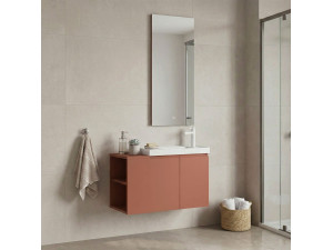 Wastafelmeubel met spiegel (2-delig) "Ferla 80" - 80 x 22 x 45 cm - Matte Cinnamon 2