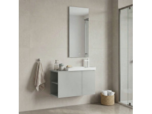 Wastafelmeubel met spiegel (2-delig) "Ferla 80" - 80 x 22 x 45 cm - Mat Cashmere 2