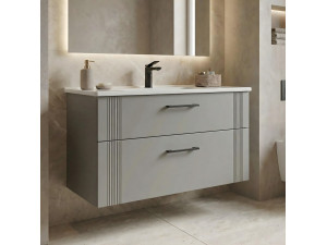 Wastafelmeubel "Bari 100 v2" - 100 x 45 x 55 cm - Matte Cashmere 2