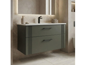 Wastafelmeubel "Bari 100 v2" - 100 x 45 x 55 cm - Matte Green 2