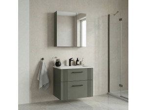 Wastafelmeubel met spiegel (2-delig) "Bari 65 v2" - 65 x 45 x 55 cm - Matte Green 2