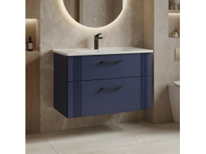 Wastafelmeubel "Bari 85 v2" - 85 x 45 x 55 cm - Mat marineblauw 2