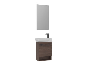 Wastafelmeubel met spiegel (2-delig) "Begonya 55" - 53 x 33 x 75 cm - Walnut