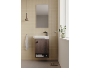 Wastafelmeubel met spiegel (2-delig) "Begonya 55" - 53 x 33 x 75 cm - Walnut 2