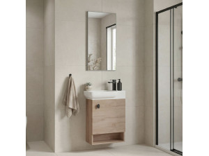 Wastafelmeubel met spiegel (2-delig) "Begonya 55" - 53 x 33 x 75 cm - Eiken 2