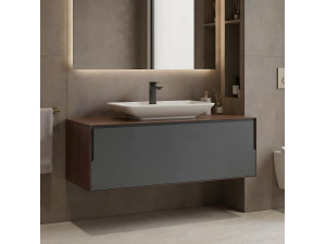 Wastafelmeubel "Craft 120" - 120 x 50 x 40 cm - Walnoot / Antraciet 2