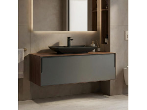 Wastafelmeubel "Craft 120" - 120 x 50 x 40 cm - Walnoot / Antraciet 2