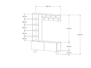 Houten halmeubel "Hale" - 120 x 32 x 161 cm - notenhout
