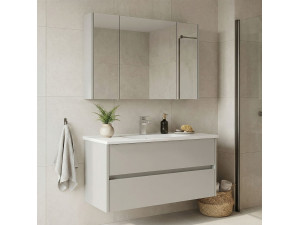 Wastafelmeubel met spiegel (2-delig) "Arno 100" - 100 x 45 x 52 cm - Cashmere 2