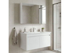 Wastafelmeubel met spiegel (2-delig) "Arno 100" - 100 x 45 x 52 cm - Wit 2