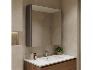 Badkamermeubel met spiegel "Arno 60" - 60 x 16 x 66 cm - Grijs / Antraciet 2