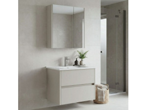 Wastafelmeubel met spiegel (2-delig) "Arno 65" - 65 x 45 x 52 cm - Cashmere 2