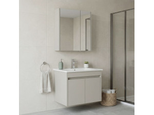 Wastafelmeubel met spiegel (2-delig) "Arno 65" - 65 x 45 x 52 cm - Cashmere 2