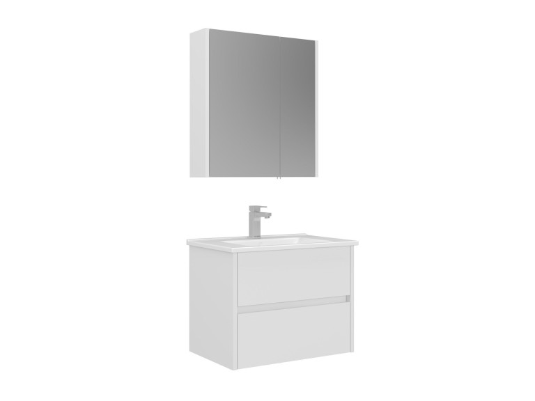 Wastafelmeubel met spiegel (2-delig) "Arno 65" - 65 x 45 x 52 cm - Wit