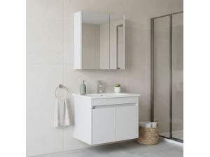 Wastafelmeubel met spiegel (2-delig) "Arno 65" - 65 x 45 x 52 cm - Wit 2