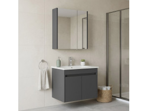 Wastafelmeubel met spiegel (2-delig) "Arno 65" - 65 x 45 x 52 cm - Grijs 2