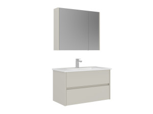 Wastafelmeubel met spiegel (2-delig) "Arno 85" - 85 x 45 x 52 cm - Cashmere