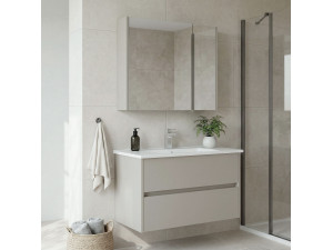 Wastafelmeubel met spiegel (2-delig) "Arno 85" - 85 x 45 x 52 cm - Cashmere 2