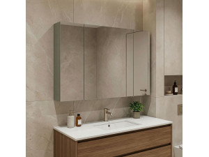 Badkamermeubel met spiegel "Bari 100" - 97 x 16 x 66 cm - Matte Green 2
