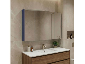 Badkamermeubel met spiegel "Bari 100" - 97 x 16 x 66 cm - mat marineblauw 2