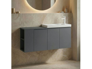 Wastafelmeubel "Ferla 110" - 110 x 22 x 45 cm - Mat antraciet 2