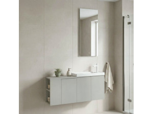Wastafelmeubel met spiegel (2-delig) "Ferla 110" - 110 x 22 x 45 cm - Mat Cashmere 2