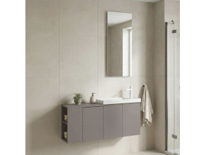 Wastafelmeubel met spiegel (2-delig) "Ferla 110" - 110 x 22 x 45 cm - Matte Mink 2