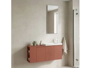 Wastafelmeubel met spiegel (2-delig) "Ferla 110" - 110 x 22 x 45 cm - Matte Cinnamon 2