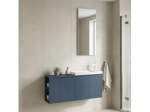 Wastafelmeubel met spiegel (2-delig) "Ferla 110" - 110 x 22 x 45 cm - Matte Blue 2