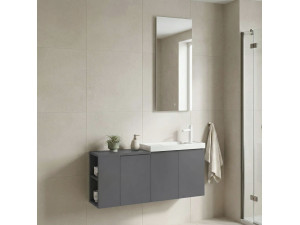 Wastafelmeubel met spiegel (2-delig) "Ferla 110" - 40 x 22 x 45 cm - Matgrijs 2