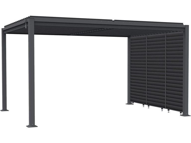 Bioclimatische pergola "Howard" met 3 gegalvaniseerde stalen lamellen - 3 x 4 m - Grijs