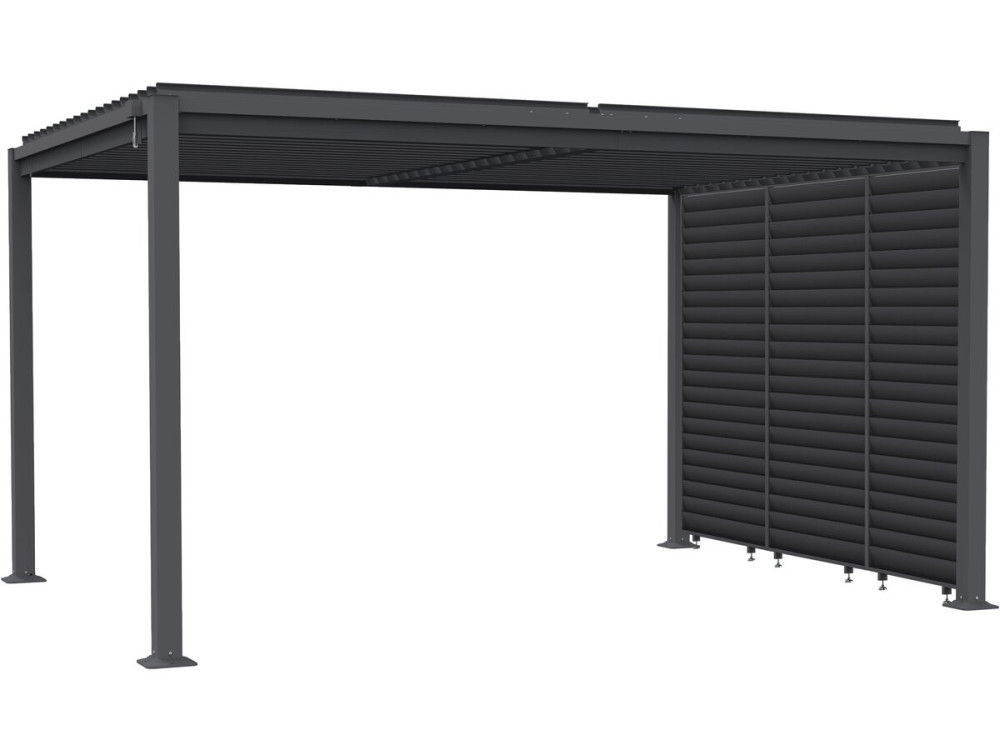 Bioclimatische pergola "Howard" met 3 gegalvaniseerde stalen lamellen - 3 x 4 m - Grijs