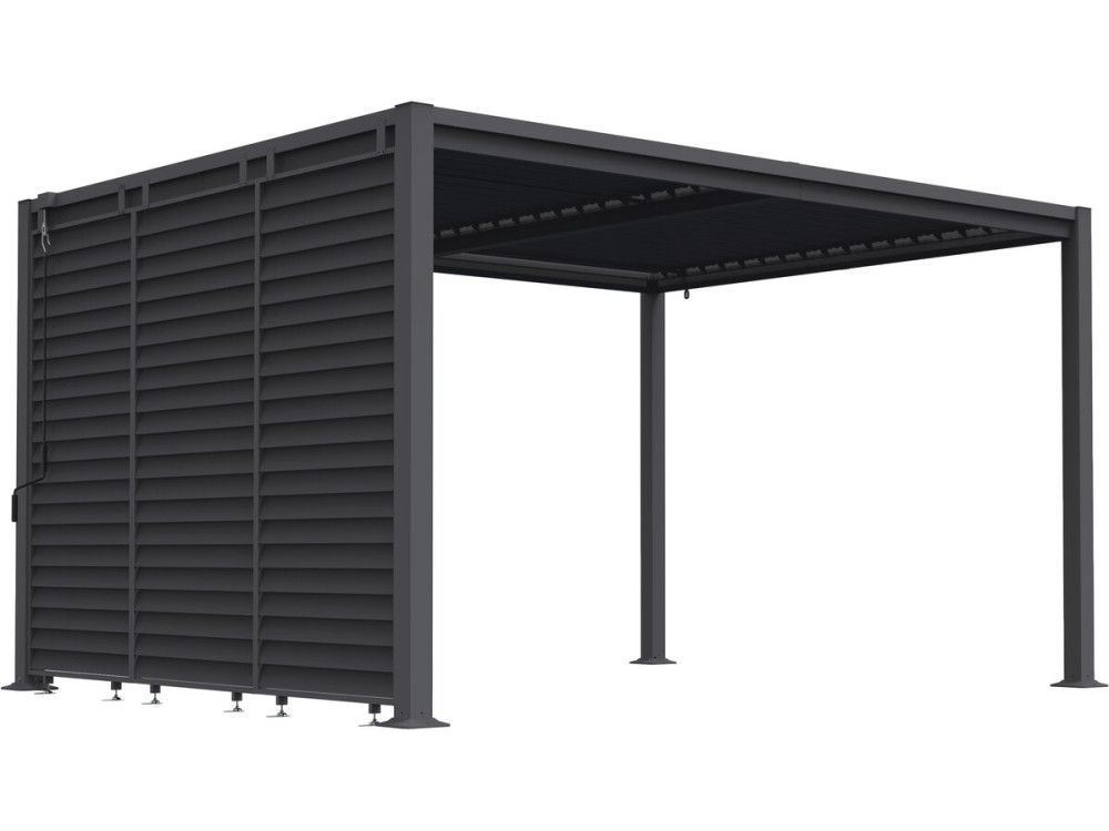 Bioclimatische pergola "Howard" met 3 gegalvaniseerde stalen lamellen - 3 x 4 m - Grijs
