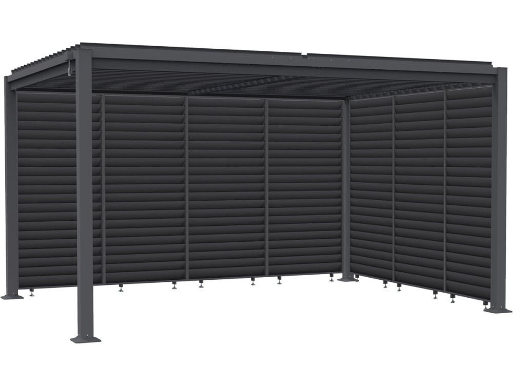 Bioclimatische pergola "Howard" met 7 gegalvaniseerde stalen lamellen - 3 x 4 m - Grijs