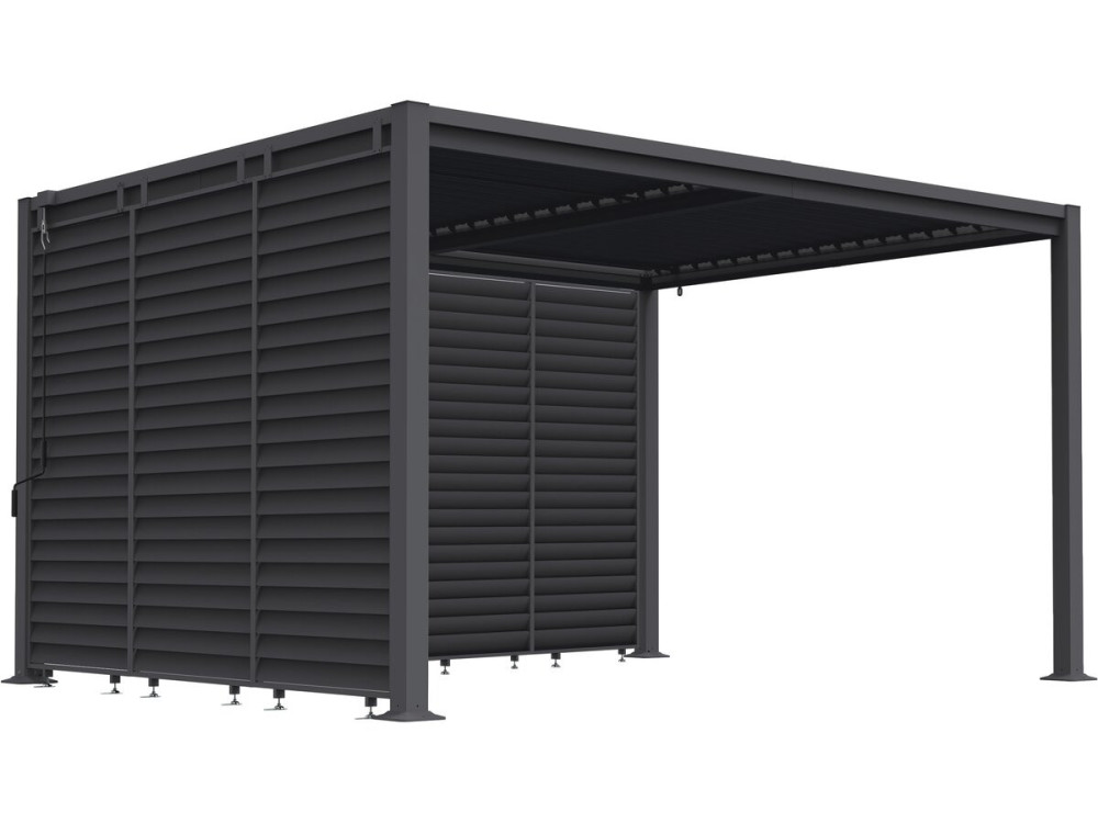 Bioclimatische pergola "Howard" met 7 gegalvaniseerde stalen lamellen - 3 x 4 m - Grijs