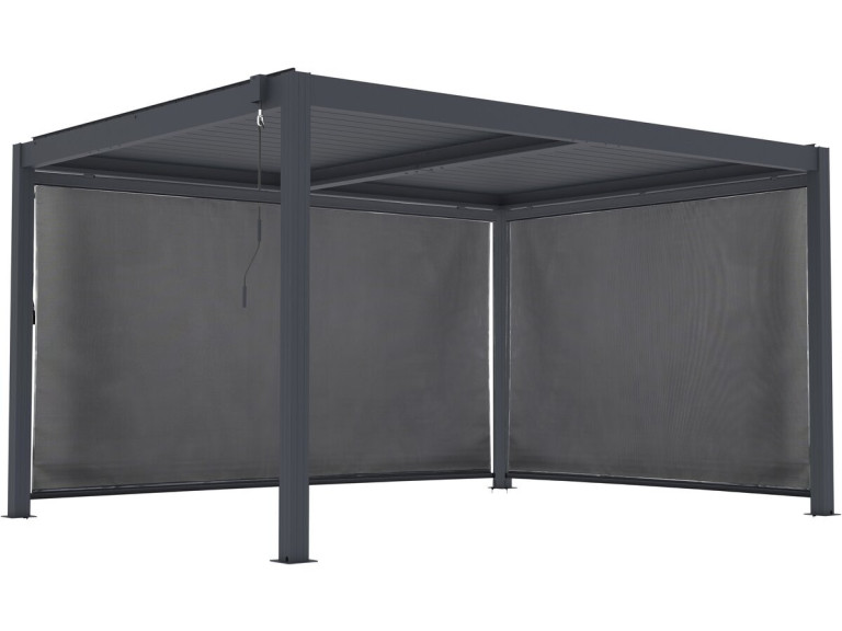 Bioclimatische pergola "Windsor premium" met led en 2 aluminium jaloezieën - 3 x 4 m - Grijs