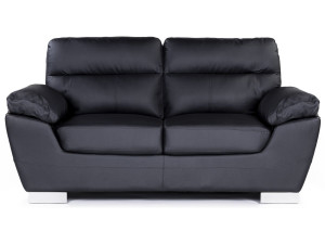 Bank gereconstrueerd leer en pvc meubel bankstel "Dallas" - 169 x 88 x 90 cm - 2 zits - Zwart 2