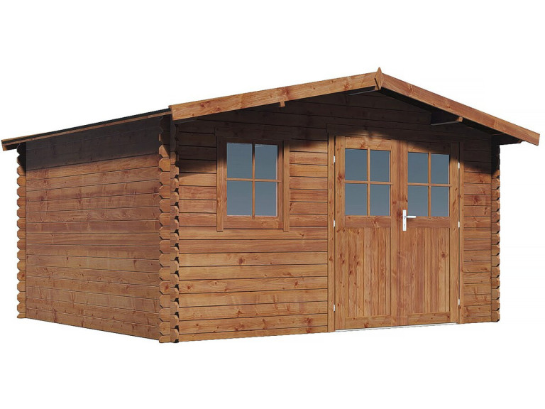 14 m² "Valmont" autoclaafbehandeld bruin houten tuinhuisje - 28 mm