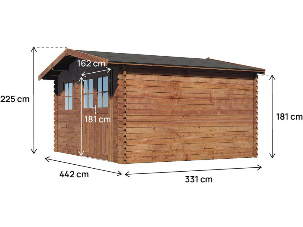 14 m² "Valmont" autoclaafbehandeld bruin houten tuinhuisje - 28 mm
