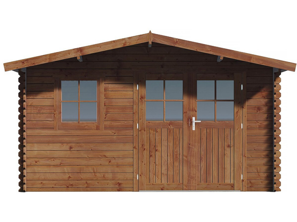 14 m² "Valmont" autoclaafbehandeld bruin houten tuinhuisje - 28 mm