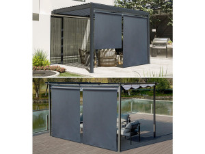 Pergola rolgordijn zonwering set 2 stuks - 124 x 225 cm - Grijs antraciet 2