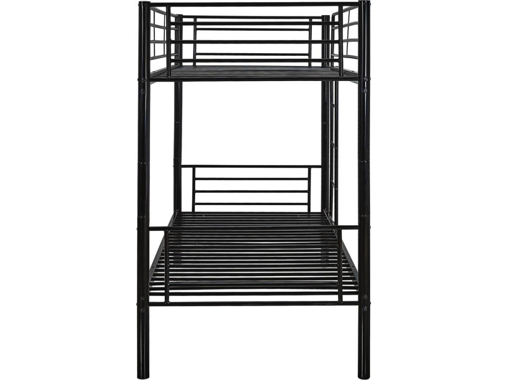 Stapelbed twee eenpersoonsbedden metaal "ADAM" inclusief lattenbodem -  90 x 190 cm - Metaal - Zwart