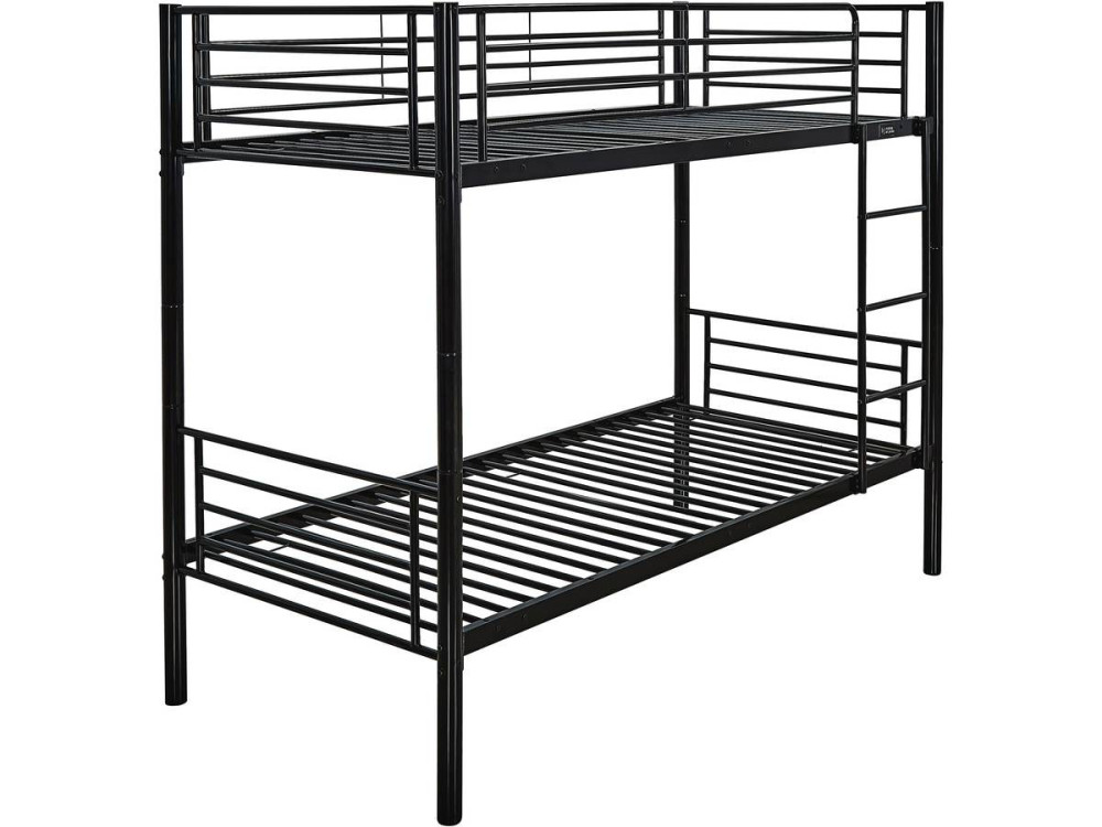 Stapelbed twee eenpersoonsbedden metaal "ADAM" inclusief lattenbodem -  90 x 190 cm - Metaal - Zwart