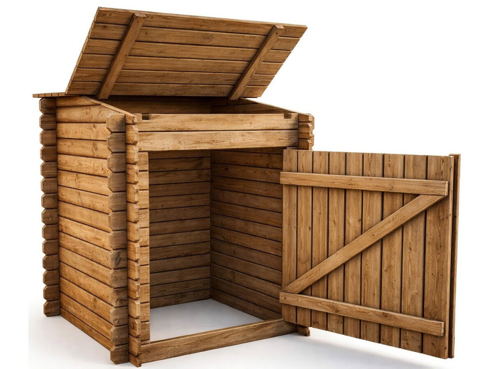 Keny" zwembadfilterkast in behandeld hout - 120 x 95 x 126 cm